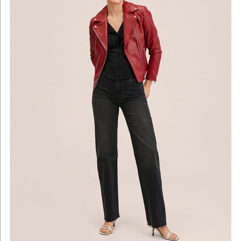 Mango Red Leather Jacket - Picture 3 of 6